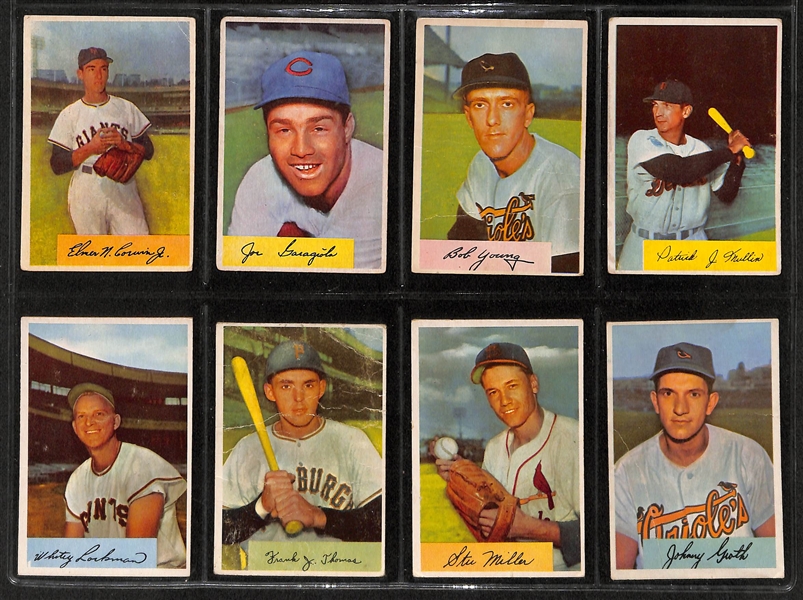 Lot Of 74 1954 Bowman Baseball Cards w. Ralph Kiner